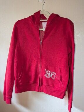 PINK Victoria's Secret Pink Womens Zip Hoodie with Sparkle '86' Size L